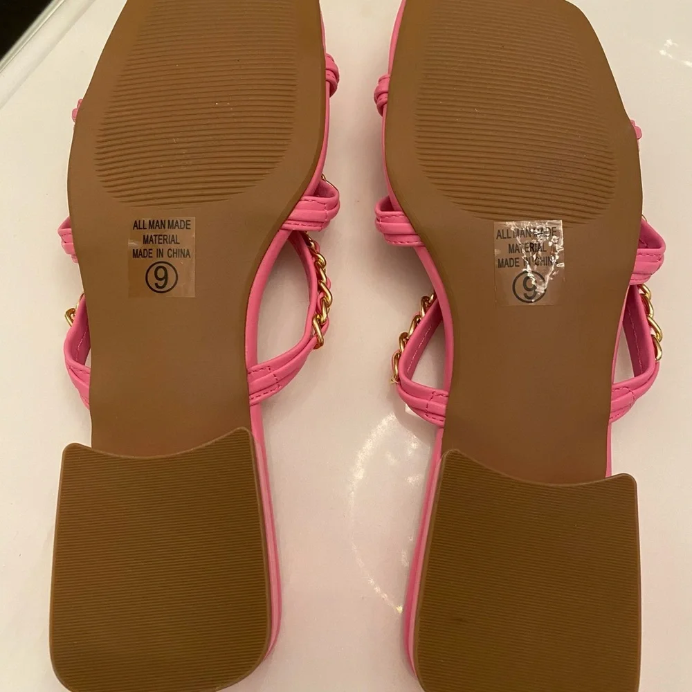 Soda Pink and Gold Chain Sandals - Picture 5 of 5